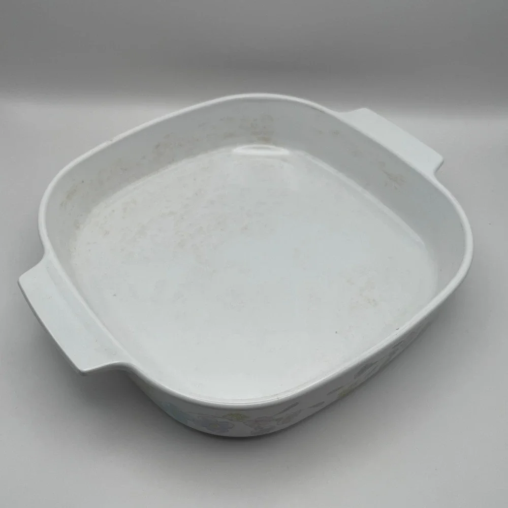 Vintage CorningWare Pastel Bouquet Square Baking Dish with Glass Lid See‎ NOTE